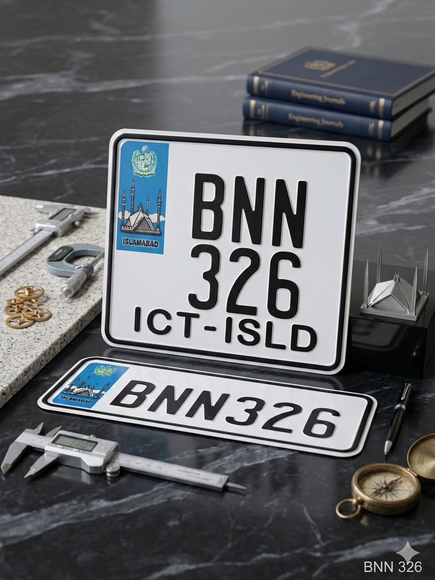 Islamabad New Style Replica Upper side Embossed Number Plates (Bike) My Store