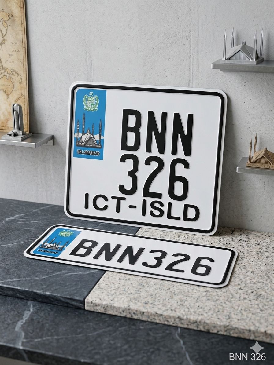 Islamabad New Style Replica Upper side Embossed Number Plates (Bike) My Store