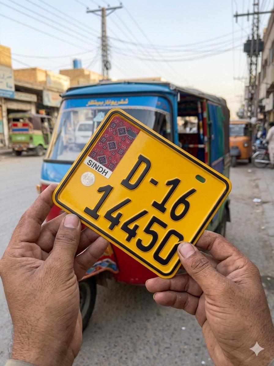 Rikshaw Sindh Ajrak Style Replica Upper side Embossed Number Plates (Rikshaw) My Store