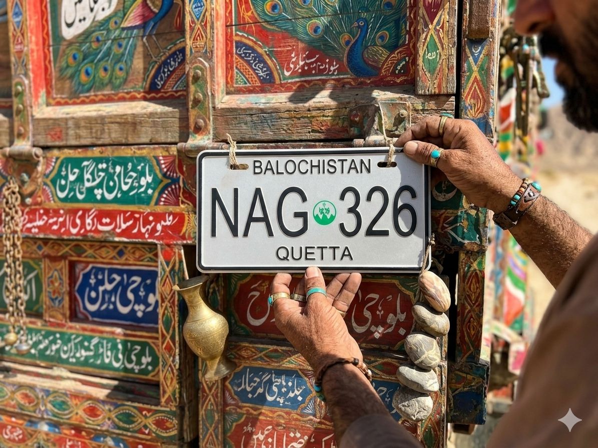 Balochistan (Lasbela) Replica Upper side Embossed Number Plate (Commercial) My Store