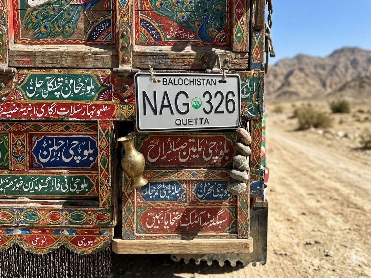 Balochistan (Lasbela) Replica Upper side Embossed Number Plate (Commercial) My Store
