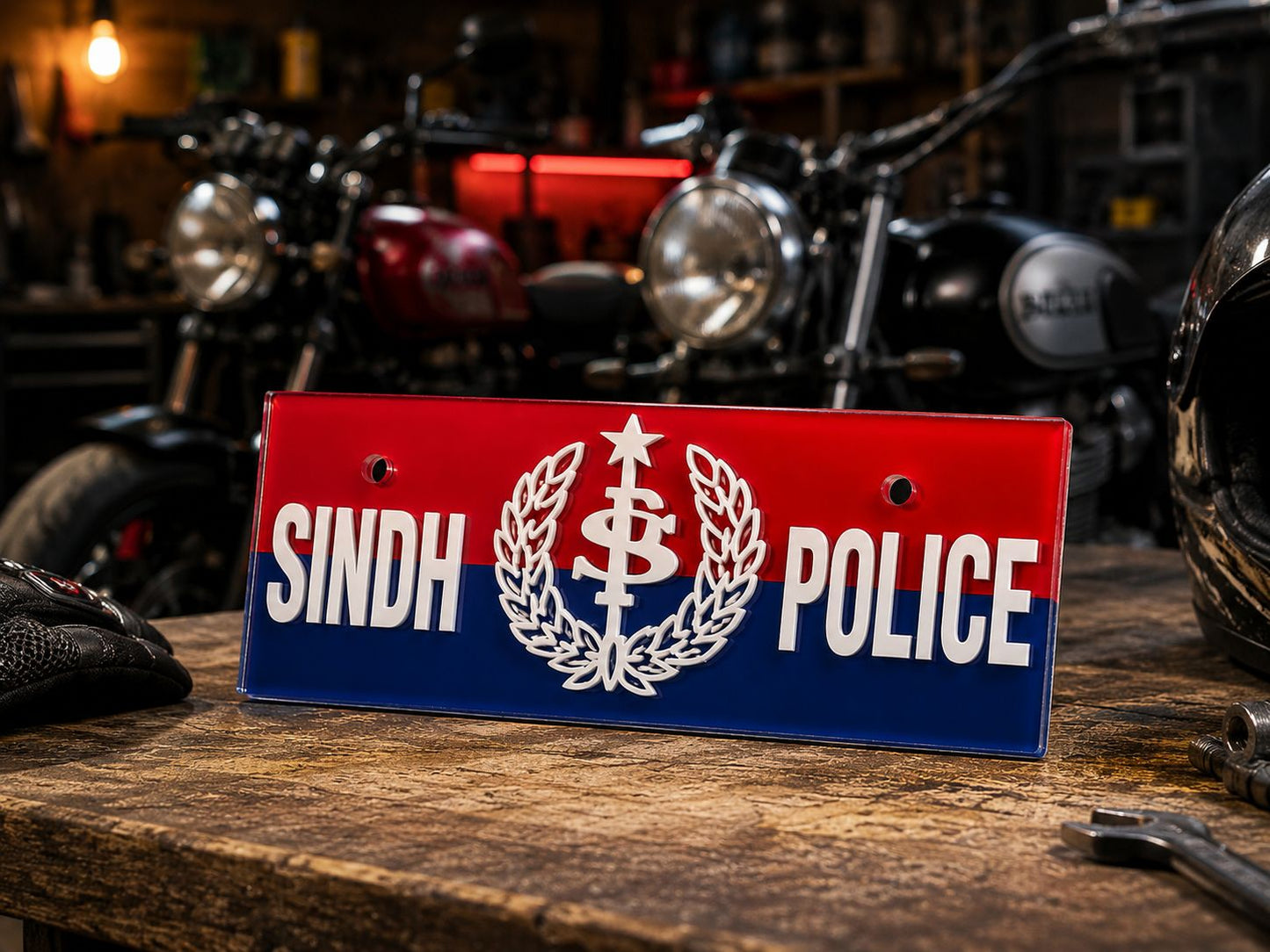Sindh Police Acrylic Embossed Bike Plates 8mm Sheet. My Store