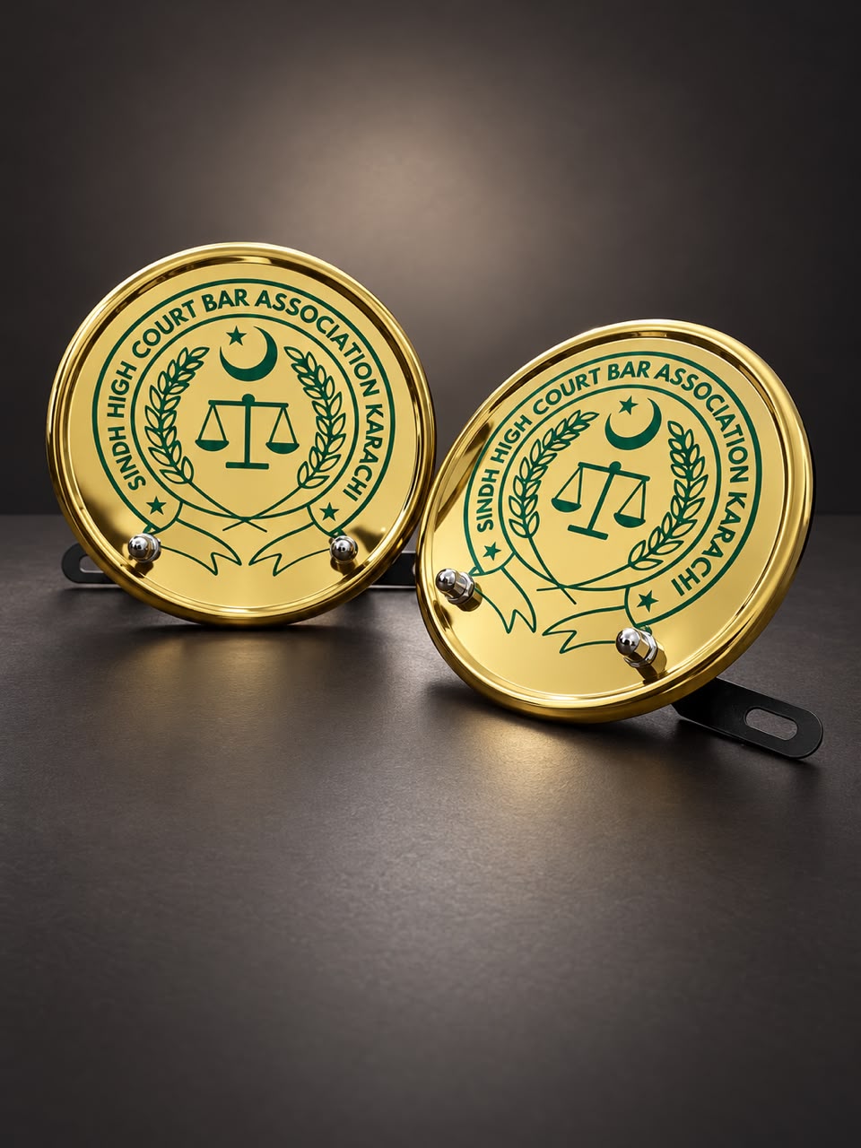 Sindh High Court Bar Association Karachi – Premium Golden Round Plates for Car Marif Creations