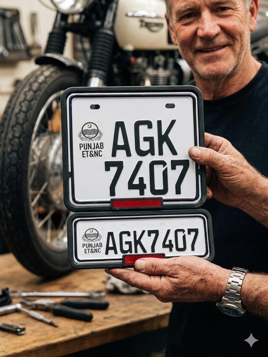 Punjab Style Upper Side Embossed Replica Number Plates (Bike) My Store