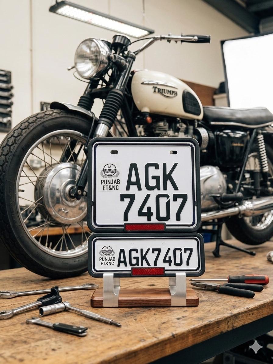 Punjab Style Upper Side Embossed Replica Number Plates (Bike) My Store