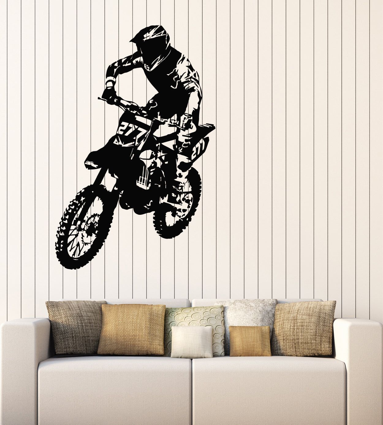 Motocross Rider Mid-Air Jump Vinyl Wall Decal | Extreme Sports Room De ...