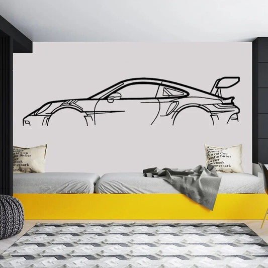 Iconic Sports Car Line Art Wall Decal | Modern Porsche Style Vinyl Art Marif Creation