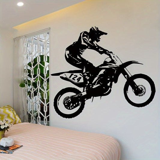 Dynamic Motocross Rider Wall Decal | Extreme Sports Dirt Bike Vinyl Art Marif Creation