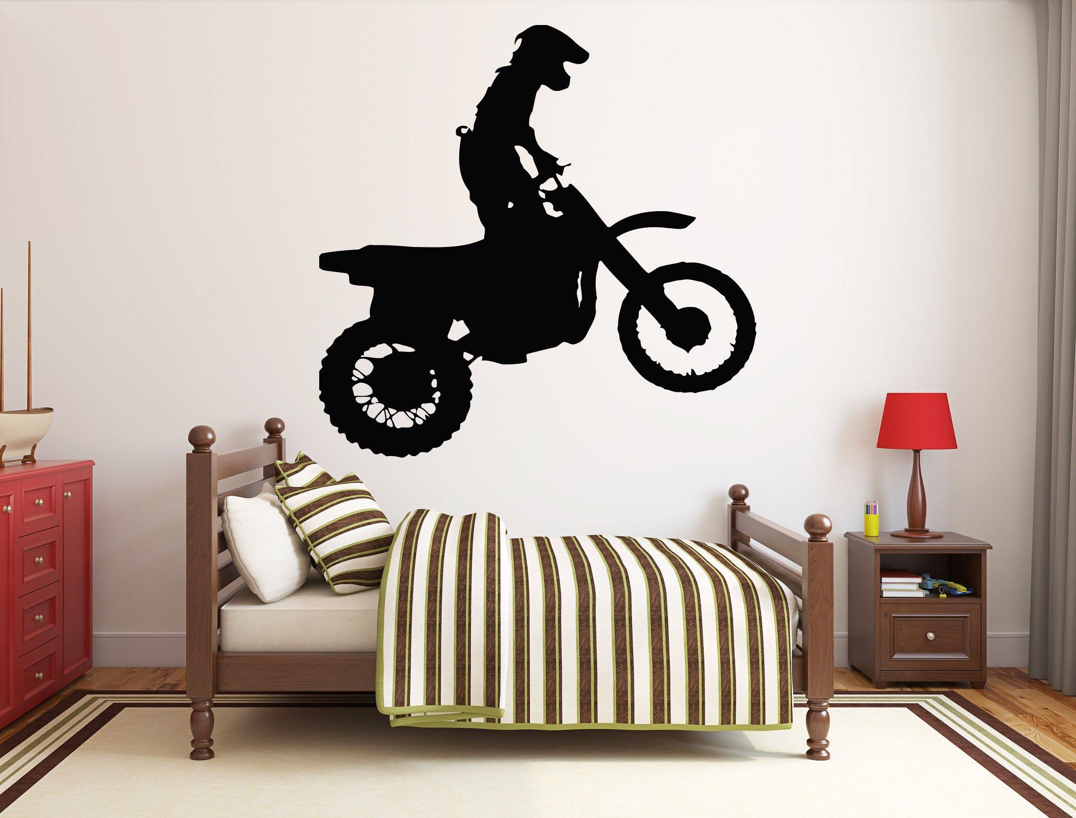 Motorcycle Rider City Skyline Vinyl Wall Decal | Urban Adventure Art ...