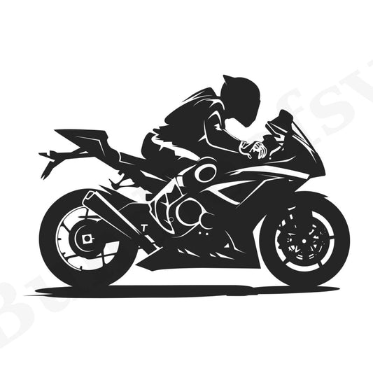 Dynamic Sportbike Rider Vinyl Wall Decal | Motorcycle Enthusiast Art Marif Creation