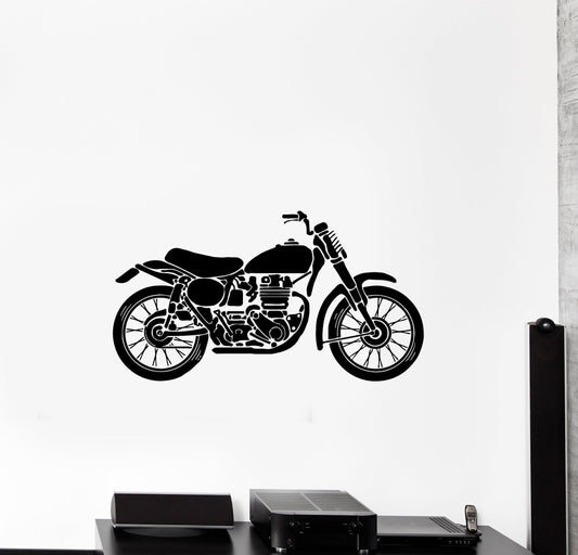 Classic Motorcycle Silhouette Vinyl Wall Decal | Vintage Bike Art Decor Marif Creation