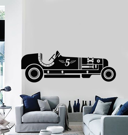 Vintage Race Car Wall Decal | Classic Black Automotive Vinyl Art Marif Creation