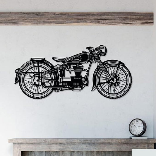 Vintage Motorcycle Metal Wall Art | Classic Motorbike Silhouette Decor Marif Creation