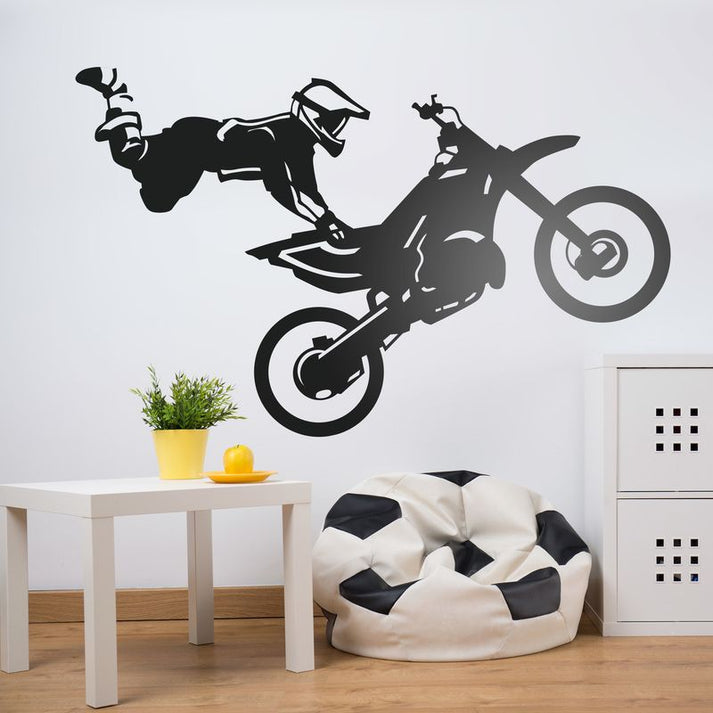 Motocross Stunt Rider Wall Decal | Dynamic Dirt Bike Vinyl Art – Marif ...
