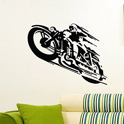 Dynamic Motorcycle Racer Wall Decal | High-Speed Vinyl Art Marif Creation
