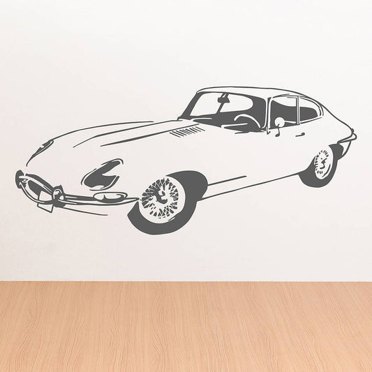 Classic E-Type Sports Car Wall Decal | Vintage Automotive Vinyl Art Marif Creation