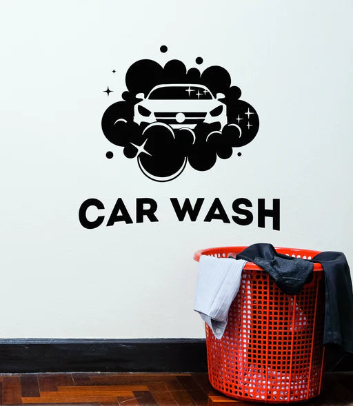 Car Wash Business Vinyl Wall Decal | Automotive Service Shop Signage Marif Creation