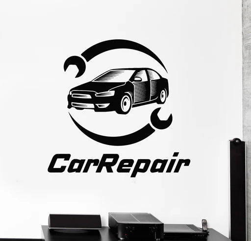 Automotive Car Repair Shop Vinyl Wall Decal | Mechanic Garage Sign Art Marif Creation