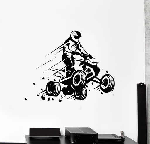 Dynamic ATV Quad Bike Rider Wall Decal | Extreme Sports Vinyl Art Marif Creation
