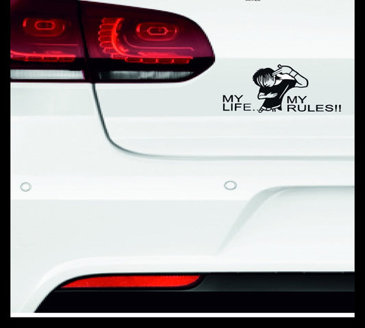 My Life My Rules” Vinyl Decal – Funny Car & Motorcycle Sticker