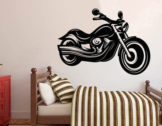 Classic Cruiser Motorcycle Wall Decal | Vintage Bike Vinyl Art Marif Creation
