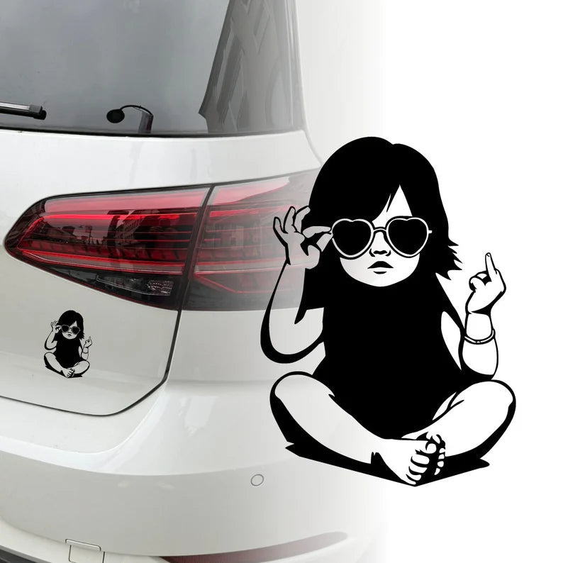 Baby Middle Finger Car Sticker – Rear Window Vinyl Decal Marif Creations