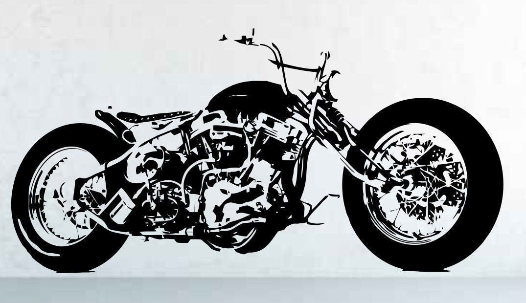 Classic Chopper Motorcycle Silhouette Wall Decal | Detailed Cruiser Bike Art (Copy) Marif Creation