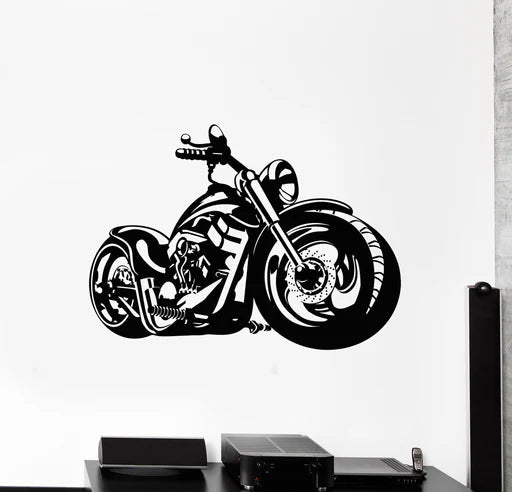 Classic Cruiser Motorcycle Vinyl Wall Decal | Biker Lifestyle Home Decor Marif Creation
