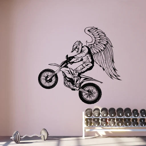 Winged Motocross Rider Wall Decal | Dynamic Extreme Sports Vinyl Art Marif Creation