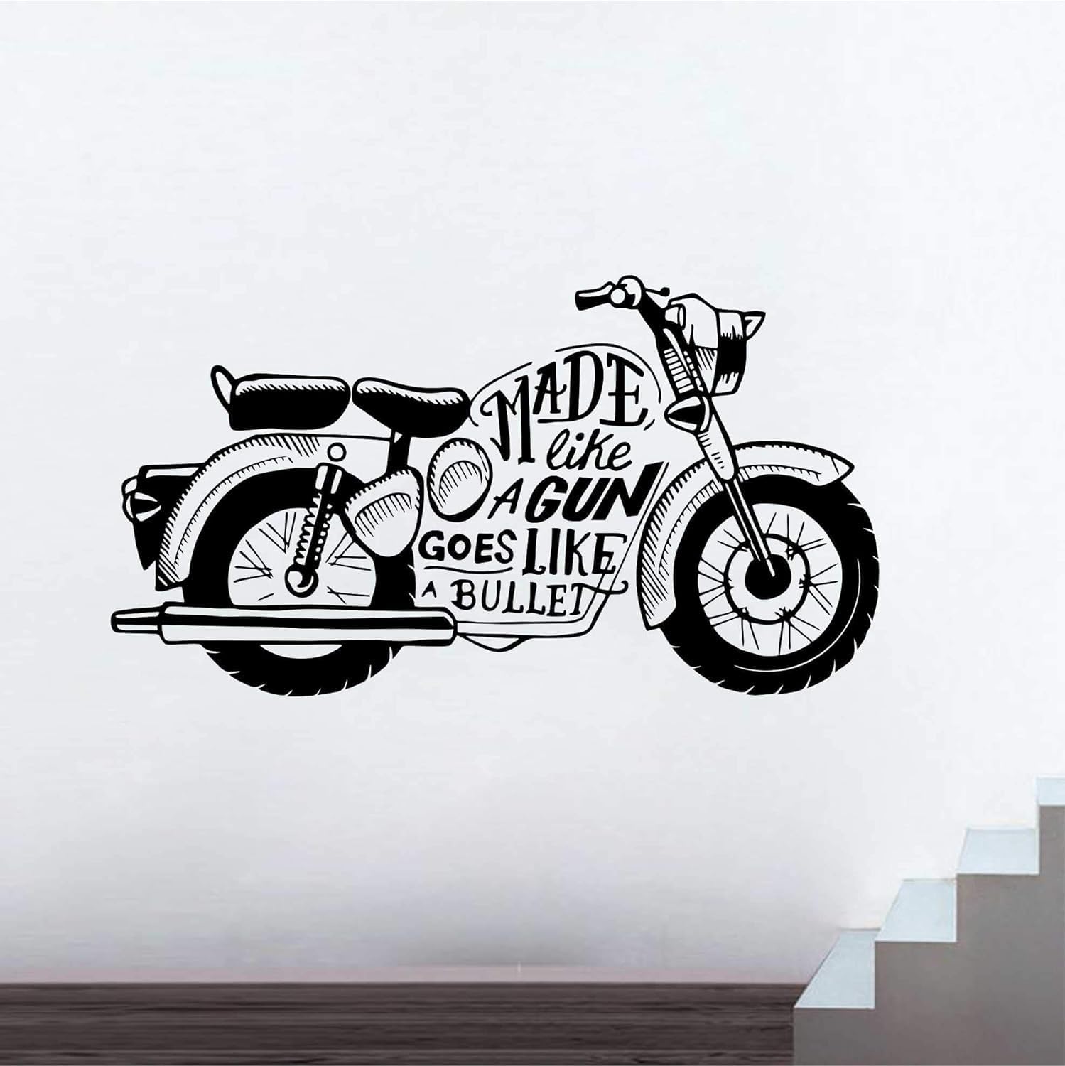 Retro Motorcycle Wall Decal: 'Made Like A Gun' Quote Art | Classic Bike Vinyl (Copy) Marif Creation