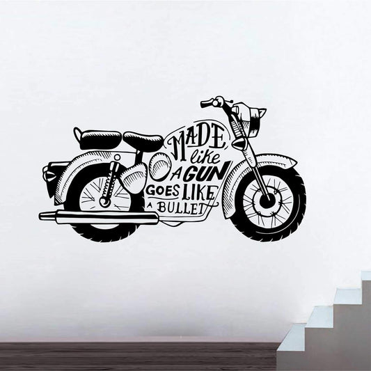 Retro Motorcycle Wall Decal: 'Made Like A Gun' Quote Art | Classic Bike Vinyl (Copy) Marif Creation