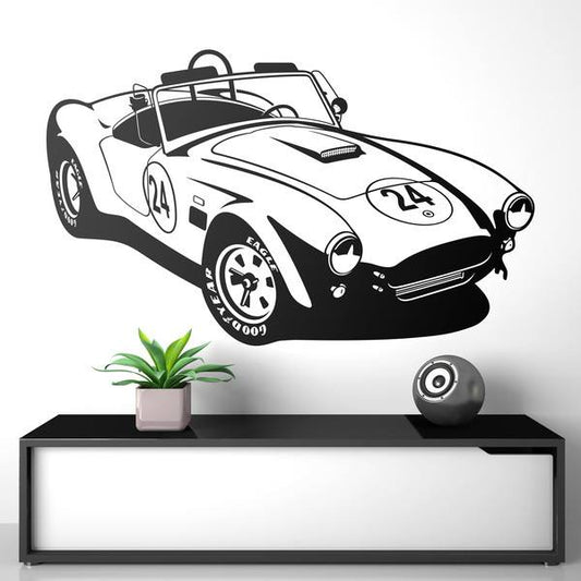 Vintage Shelby Cobra Style Sports Car Wall Decal | Classic Race Car Vinyl Art Marif Creation