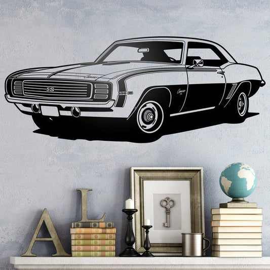 1969 Chevrolet Camaro SS 396 Classic Muscle Car Wall Decal | Vintage Automotive Art Marif Creation