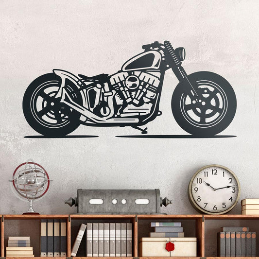 Classic Chopper Motorcycle Silhouette Wall Decal | Vintage Biker Vinyl Art Marif Creation