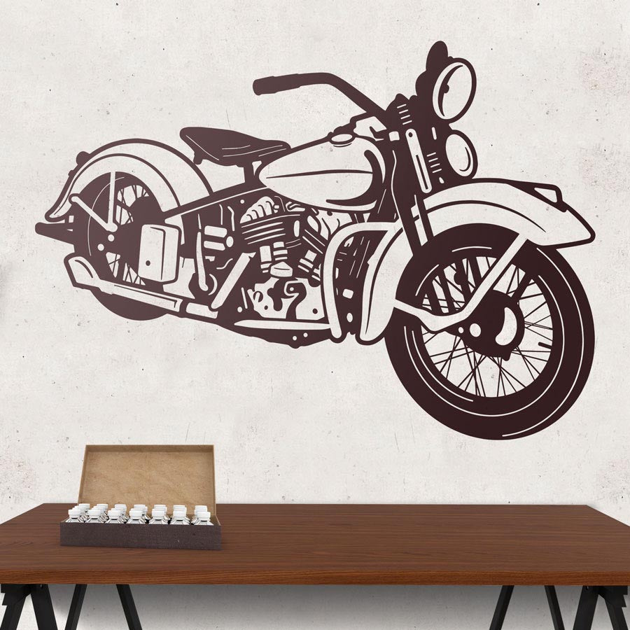 Vintage Classic Motorcycle Wall Decal | Retro Bike Vinyl Art Marif Creation