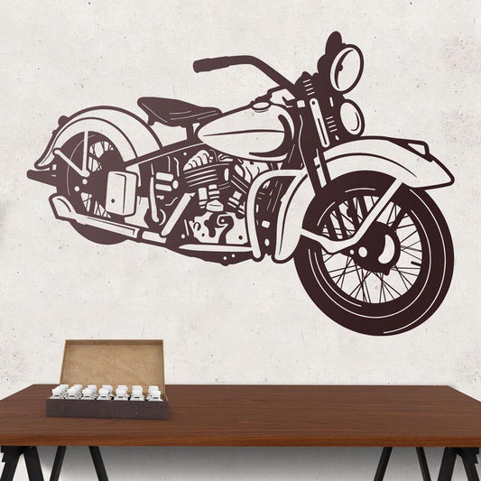 Vintage Classic Motorcycle Wall Decal | Retro Bike Vinyl Art Marif Creation