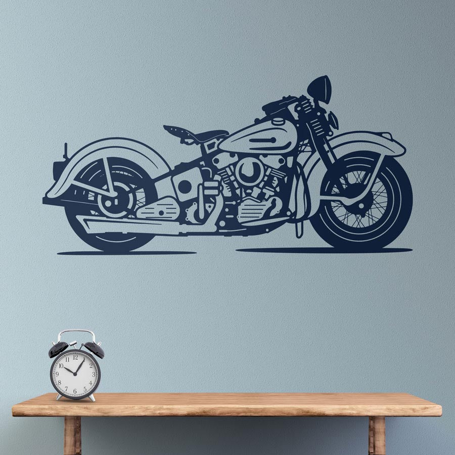 Classic Motorcycle Vinyl Wall Decal | Vintage Bike Art – Marif Creations