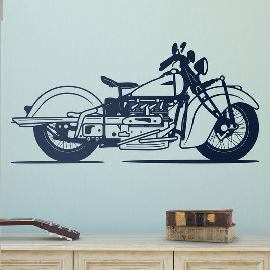Classic Vintage Motorcycle Wall Decal | Retro Bike Art for Enthusiasts Marif Creation
