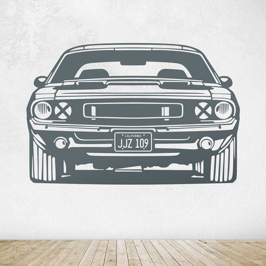 Vintage Muscle Car Front View Wall Decal | Classic American Automobile Vinyl Art Marif Creation