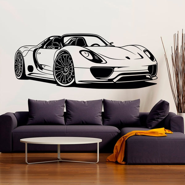 Sleek Sports Car Convertible Outline Wall Decal | Modern Automotive Art Marif Creation