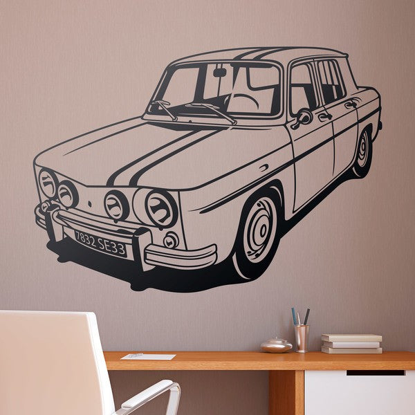 Classic European Sedan Wall Decal | Vintage Car Racing Stripe Vinyl Art Marif Creation