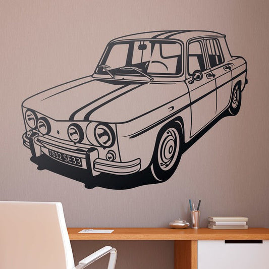 Classic European Sedan Wall Decal | Vintage Car Racing Stripe Vinyl Art Marif Creation